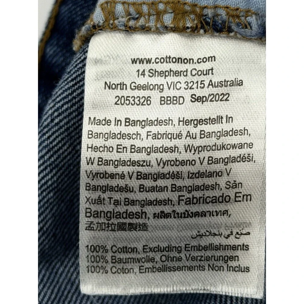 Cotton On Floral Carpenter Jeans Size 8 Blue Wide Leg Cargo Pants High Rise - Picture 12 of 13